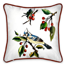 Load image into Gallery viewer, 12&quot; x 12&quot; Blue Bird Silk Accent Pillow