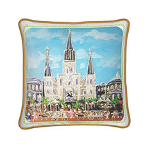 Load image into Gallery viewer, 16" x 16" St Louis Cathedral Silk pillow with trim