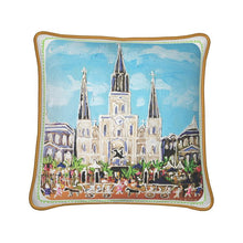 Load image into Gallery viewer, 16" x 16" St Louis Cathedral Silk pillow with trim