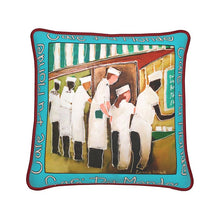 Load image into Gallery viewer, 16" x 16" Cafe Du Monde Silk Accent Pillow with Decorative Cording