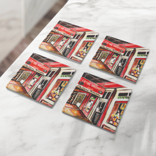 Load image into Gallery viewer, Central_Grocery_Coaster_Set_of_4_SquareStoneCoaster_4pcLifestyle_Mockup.png_16150507