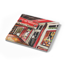 Load image into Gallery viewer, Central_Grocery_Coaster_Set_of_4_SquareStoneCoaster_Angle_Mockup.png_16150505