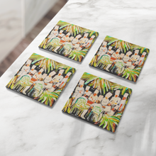 Load image into Gallery viewer, Chefs_Gathering_Coaster_Set_of_4_SquareStoneCoaster_4pcLifestyle_Mockup.png_16150534