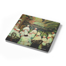 Load image into Gallery viewer, Chefs_in_the_Garden_Coaster_Set_of_4_SquareStoneCoaster_Angle_Mockup.png_16150471