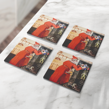 Load image into Gallery viewer, Christmas_Morning_SquareStoneCoaster_4pcLifestyle_Mockup.png_16150432