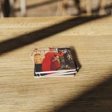 Load image into Gallery viewer, Christmas_Morning_SquareStoneCoaster_WoodTable_AS_Mockup.png_16150433