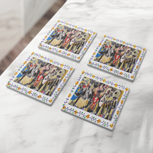 Load image into Gallery viewer, Minister_of_Fun_Mardi_Gras_stone_coaster_SquareStoneCoaster_4pcLifestyle_Mockup.png_16225313