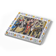 Load image into Gallery viewer, Minister_of_Fun_Mardi_Gras_stone_coaster_SquareStoneCoaster_Angle_Mockup.png_16225311