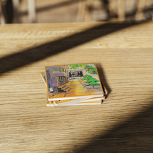 Load image into Gallery viewer, Port_of_Call_Stone_Coasters_Set_of_4_SquareStoneCoaster_WoodTable_AS_Mockup.png_16225424