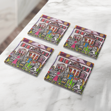 Load image into Gallery viewer, Skelton_House_Coasters_Set_of_4_SquareStoneCoaster_4pcLifestyle_Mockup.png_16150489