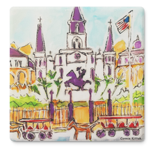 Load image into Gallery viewer, St_Louis_Cathedral_coaster_set_SquareStoneCoaster_Flat_Mockup.png_16078254