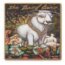 Load image into Gallery viewer, The_Boeuf_Gras_Mardi_Gras_Stone_Coaste_SquareStoneCoaster_Flat_Mockup.png_16196997