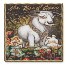 Load image into Gallery viewer, The_Boeuf_Gras_Mardi_Gras_Stone_Coaster_SquareStoneCoaster_Flat_Mockup.png_16225271