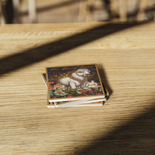 Load image into Gallery viewer, The_Boeuf_Gras_Mardi_Gras_Stone_Coaster_SquareStoneCoaster_WoodTable_AS_Mockup.png_16225275