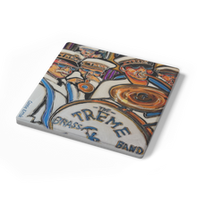 Load image into Gallery viewer, Treme_Brass_Band_Coaster_Set_of_4_SquareStoneCoaster_Angle_Mockup.png_16150477