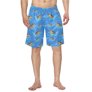 Blue Marlin allover print men's swim shorts