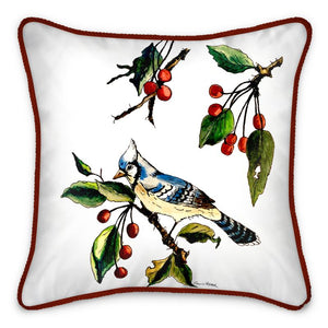 12" x 12" Blue Bird Silk Accent Pillow
