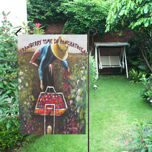 Strawberry Time Garden Flag