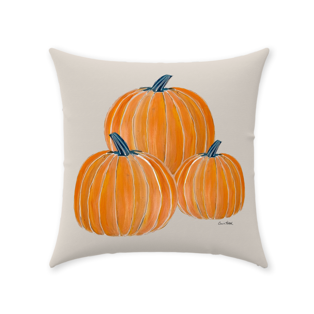 Pumpkins Pillows Beige Background