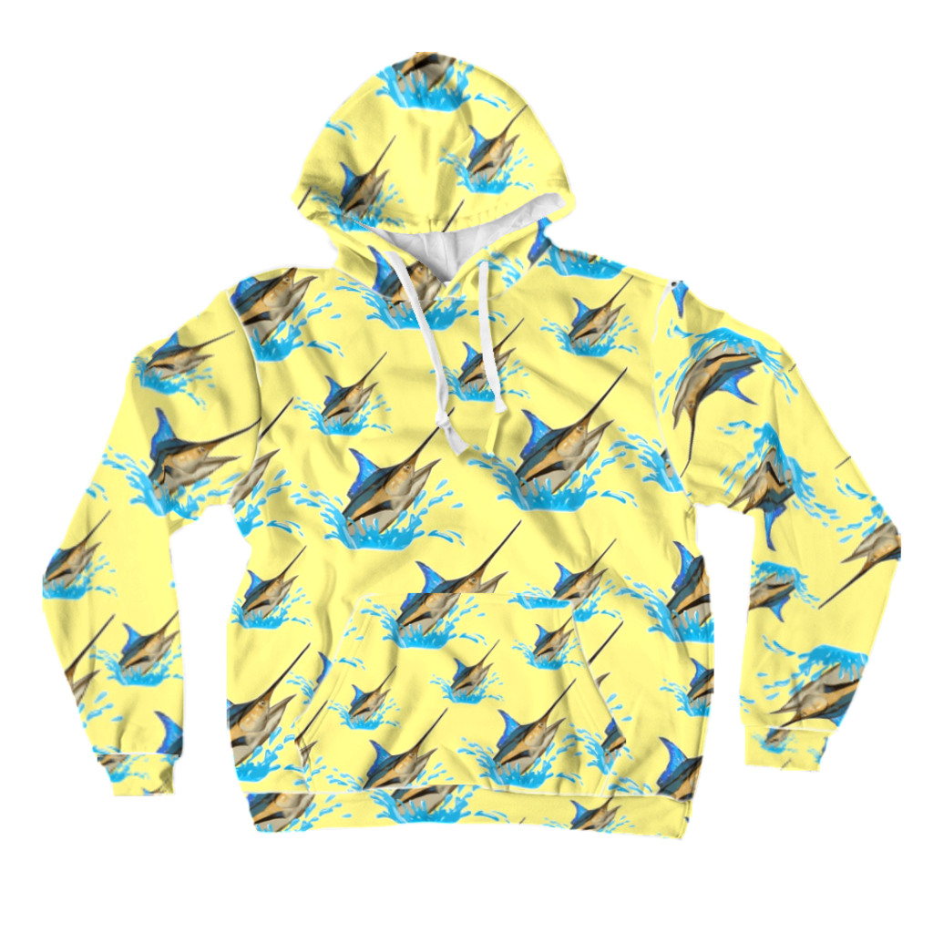 Blue Marlin All-Over Print Pullover Hoodies