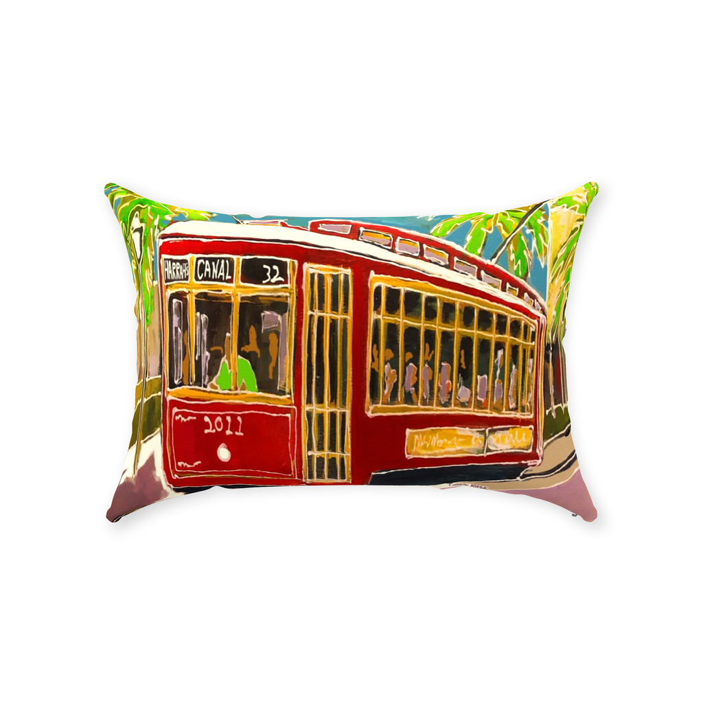 Red Canal Street Streetcar pillow